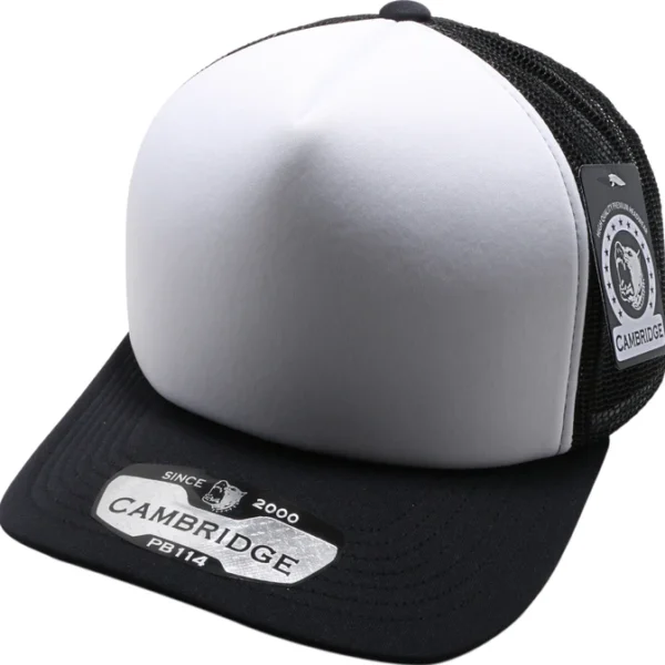 CAMBRIDGE FOAM TRUCKER CAP BLACK WHITE
